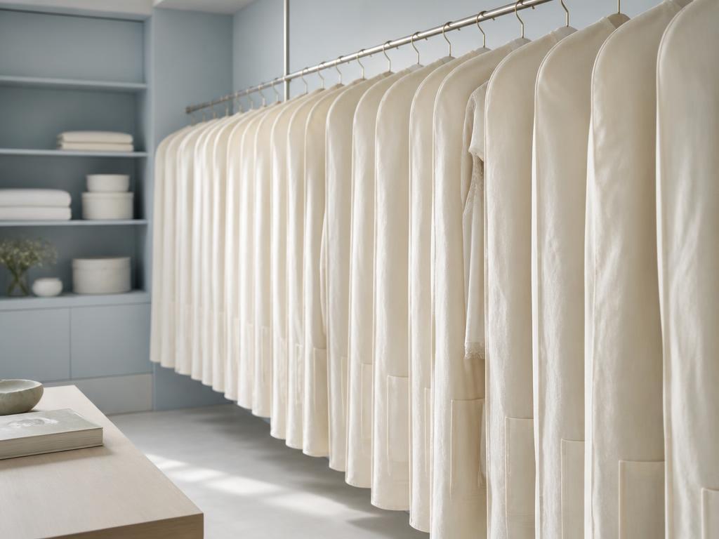 Carefully organized wardrobe storage